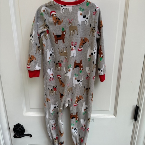NWOT Carter’s 3T Unisex Christmas Dog Fleece Footie Long Sleeve Pajamas - Picture 3 of 4